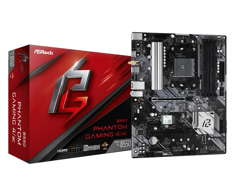 Материнская плата ASRock B550 PHANTOM GAMING 4/AC, AM4, AMD B550, ATX - photo