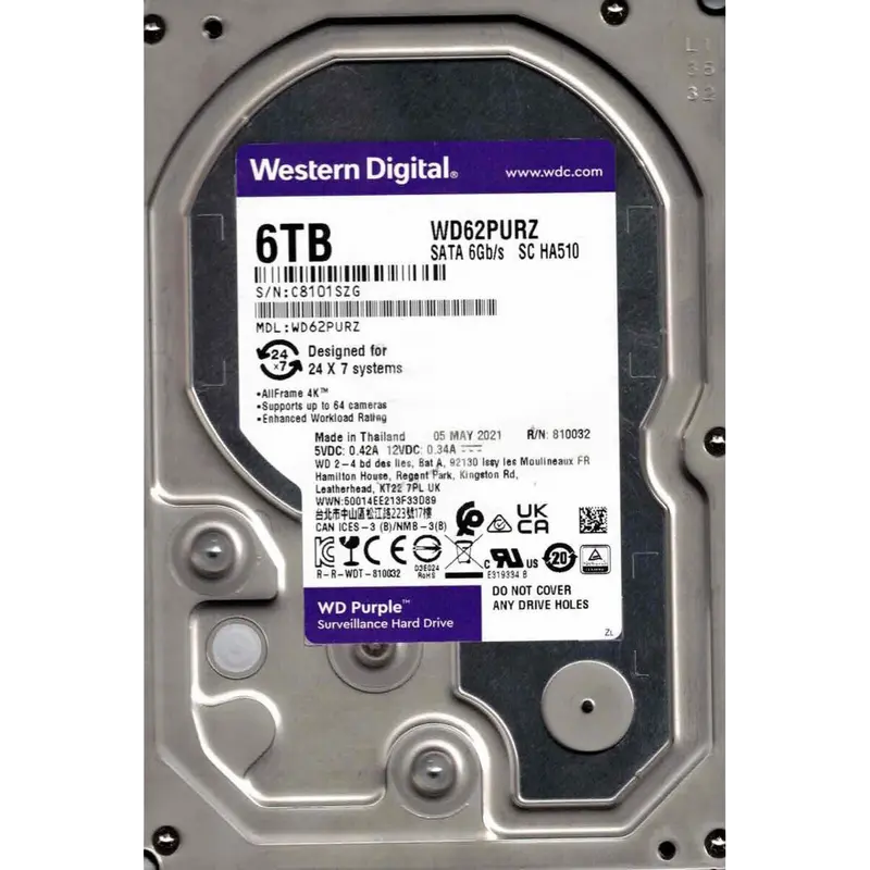 Unitate HDD Western Digital WD Purple, 3.5", 6 TB <WD62PURZ> - photo