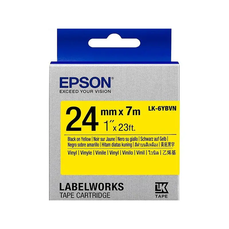Tape Cartridge EPSON LK-6YBVN; 24mm/7m Vinyl, Black/Yellow, C53S656021 - photo