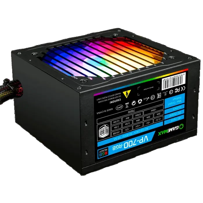 Блок питания для компьютеров Gamemax VP-700-RGB, 700Вт, ATX, Немодульный - photo