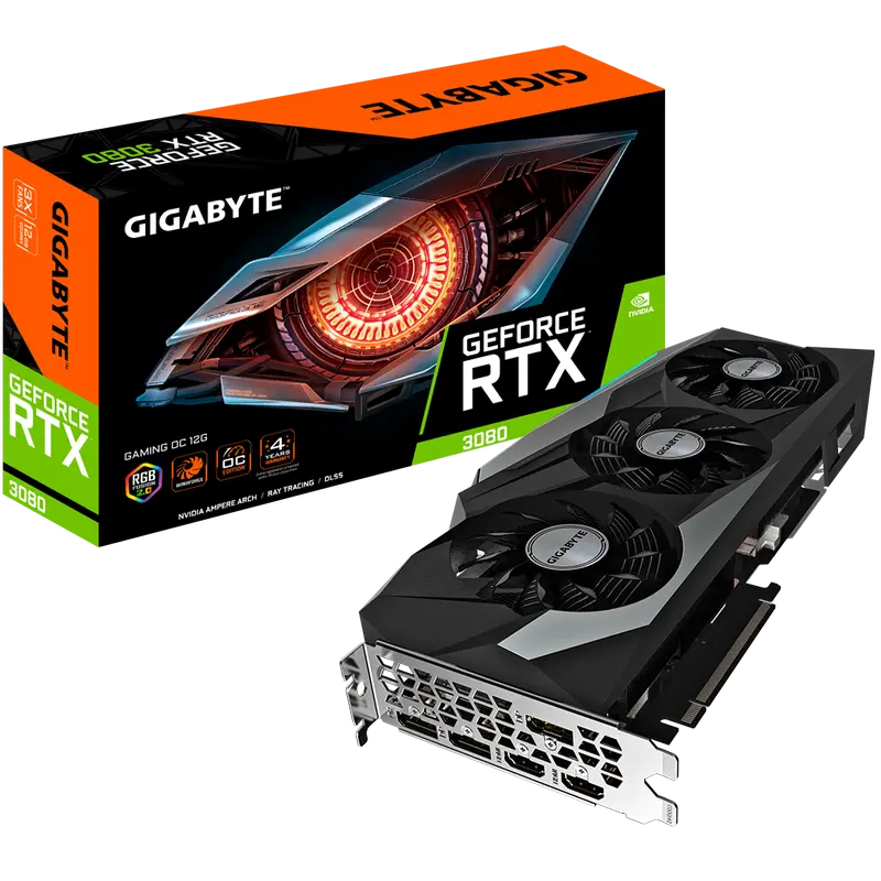 Видеокарта Gigabyte GV-N3080GAMING OC-12GD, 12ГБ GDDR6X 384бит - photo