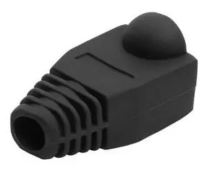 Boot cap for RJ-45, black, UTP cat.5 modular plug,  100 pcs/bag - photo