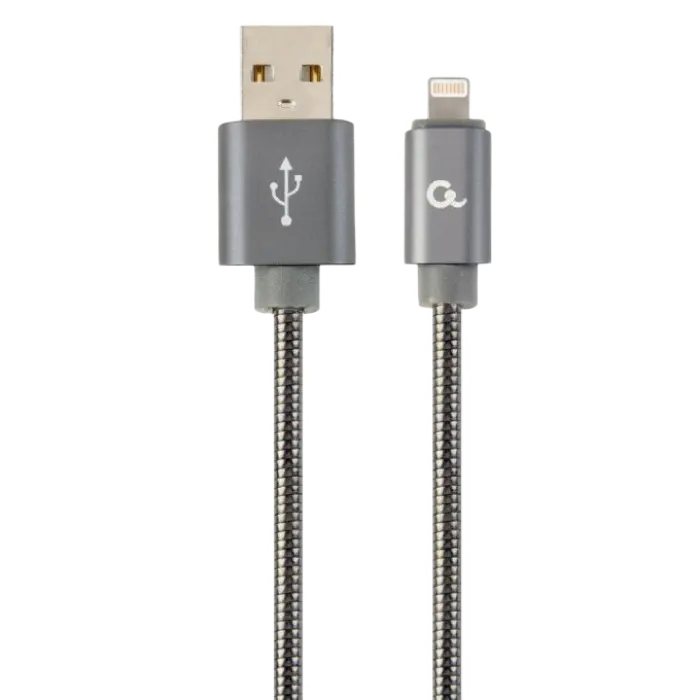 Cablu încărcare și sincronizare Cablexpert CC-USB2S-AMLM-2M-BG, USB Type-A/Lightning, 2m, Gri - photo