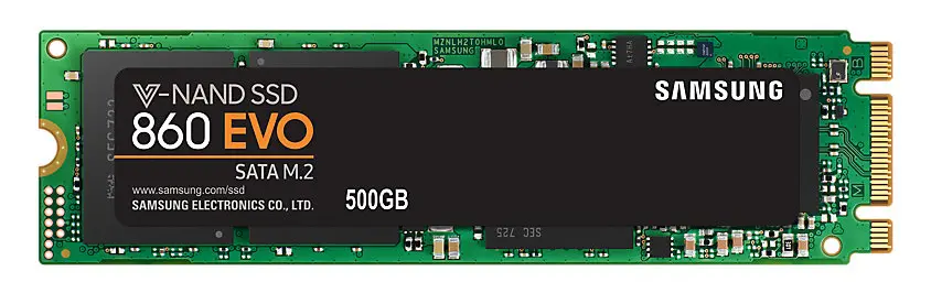 .M.2 SATA SSD  500GB Samsung 860 EVO "MZ-N6E500BW" [R/W:550/520MB/s, 97K IOPS, MJX, V-NAND 3bit MLC]