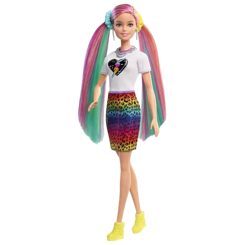 Păpușa Barbie " Leopard rainbow hair " GRN81 - photo