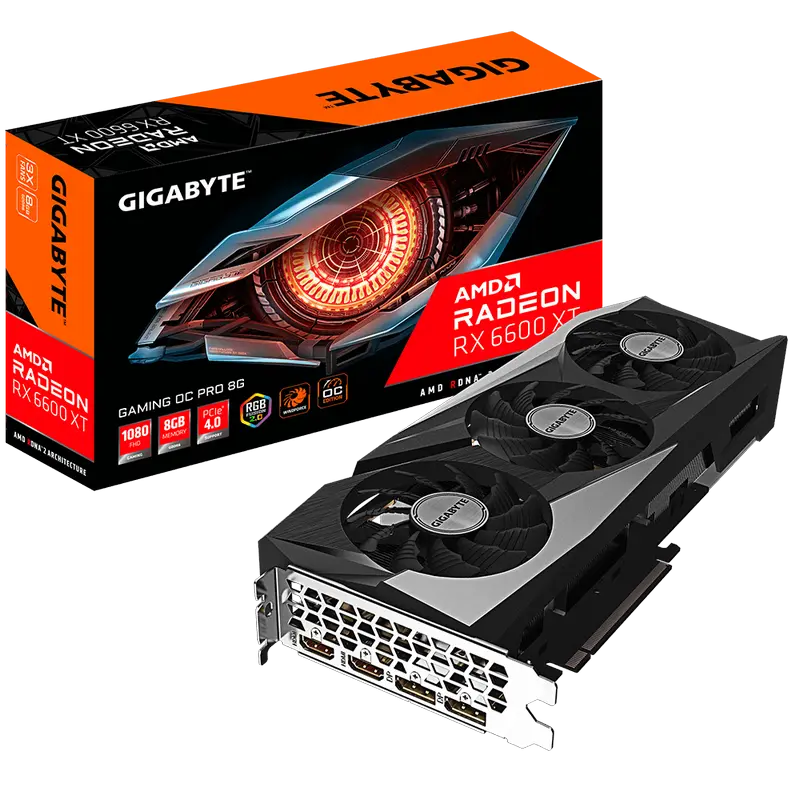 Видеокарта Gigabyte GV-R66XTGAMINGOC PRO-8GD,  8GB GDDR6 128бит - photo