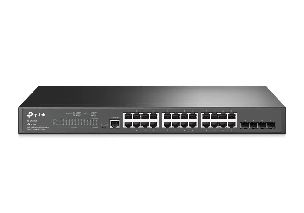 Switch de rețea TP-LINK TL-SG3428, 24x 10/100/1000 Mbps, 4x SFP