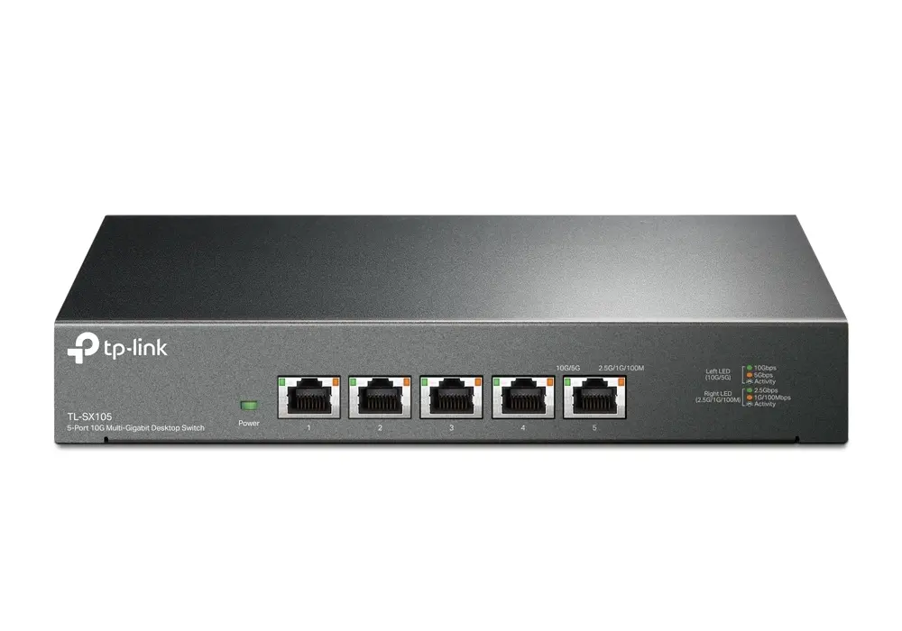 .5-port 10/100Mbps/1/2,5/10 Gbps Switch TP-LINK "TL-SX105", steel case - photo