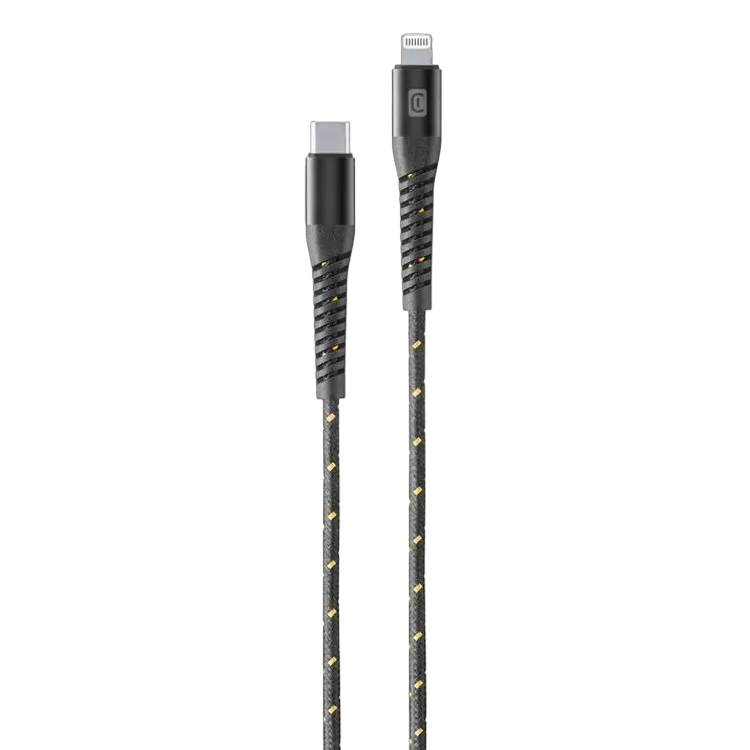 Кабель для зарядки и передачи данных Cellularline Strong Cable, Lightning/USB Type-C, 1,2м, Чёрный - photo