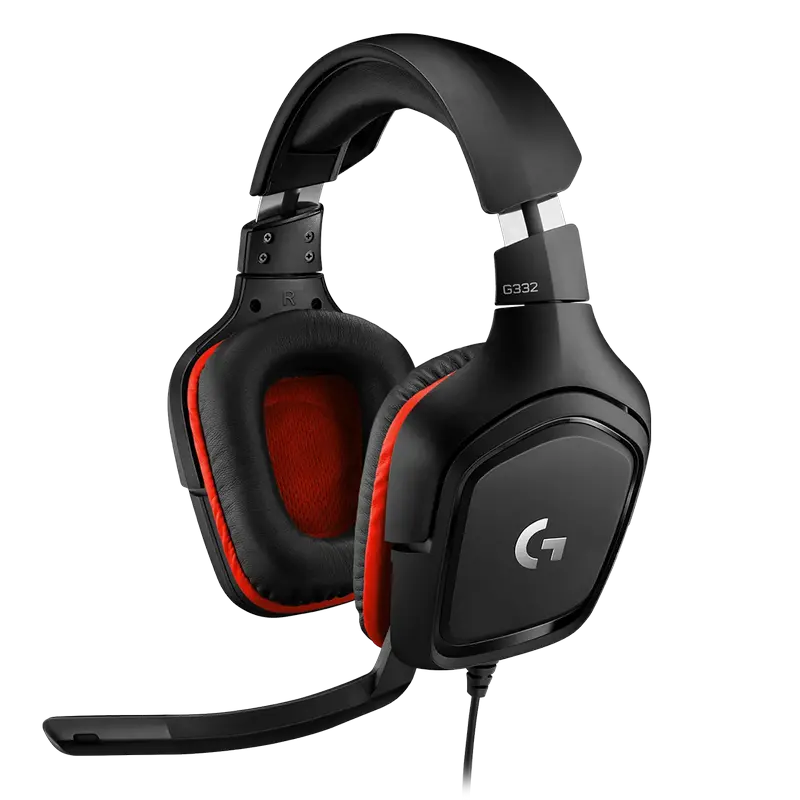 Căști gaming Logitech G332, Cu fir, Negru/Roșu - photo