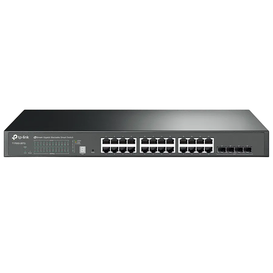 Сетевой коммутатор TP-LINK T1700G-28TQ, 24x 10/100/1000 Мбит/с, 4x 10G SFP+ - photo