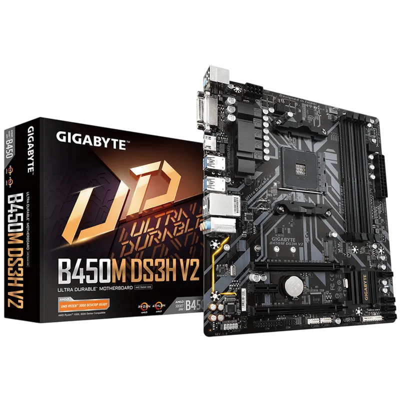 Материнская плата Gigabyte B450M DS3H V2 1.0, AM4, AMD B450, Micro-ATX - photo