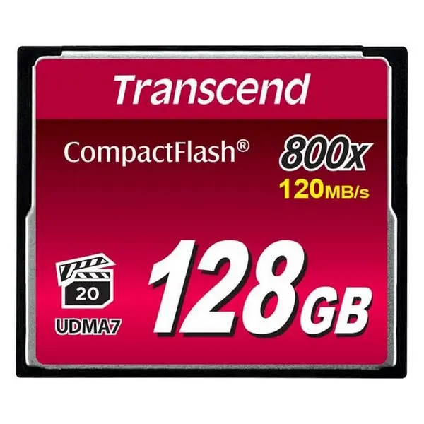 128GB CompactFlash Card,  Hi-Speed  800X, Transcend "TS128GCF800" (R/W: 120/60MB/s) - photo