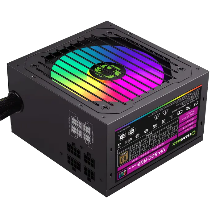 Блок питания для компьютеров Gamemax VP-800-RGB-M, 800Вт, ATX, Полумодульный - photo