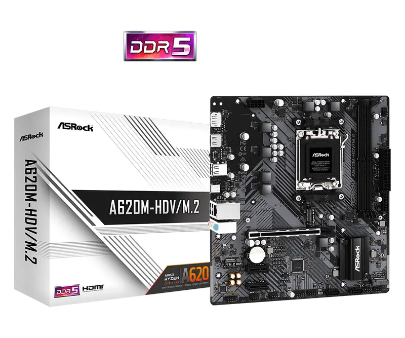 Placă de bază ASRock A620M-HDV/M.2, AM5, AMD A620, Micro-ATX - photo