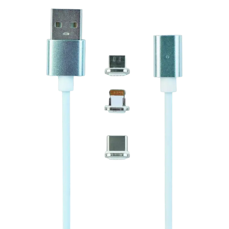 Кабель для зарядки и синхронизации Cablexpert CC-USB2-AMUCMM-1M, USB Type-A/Micro USB, Type-C, Lighting, 1м, Серебристый - photo