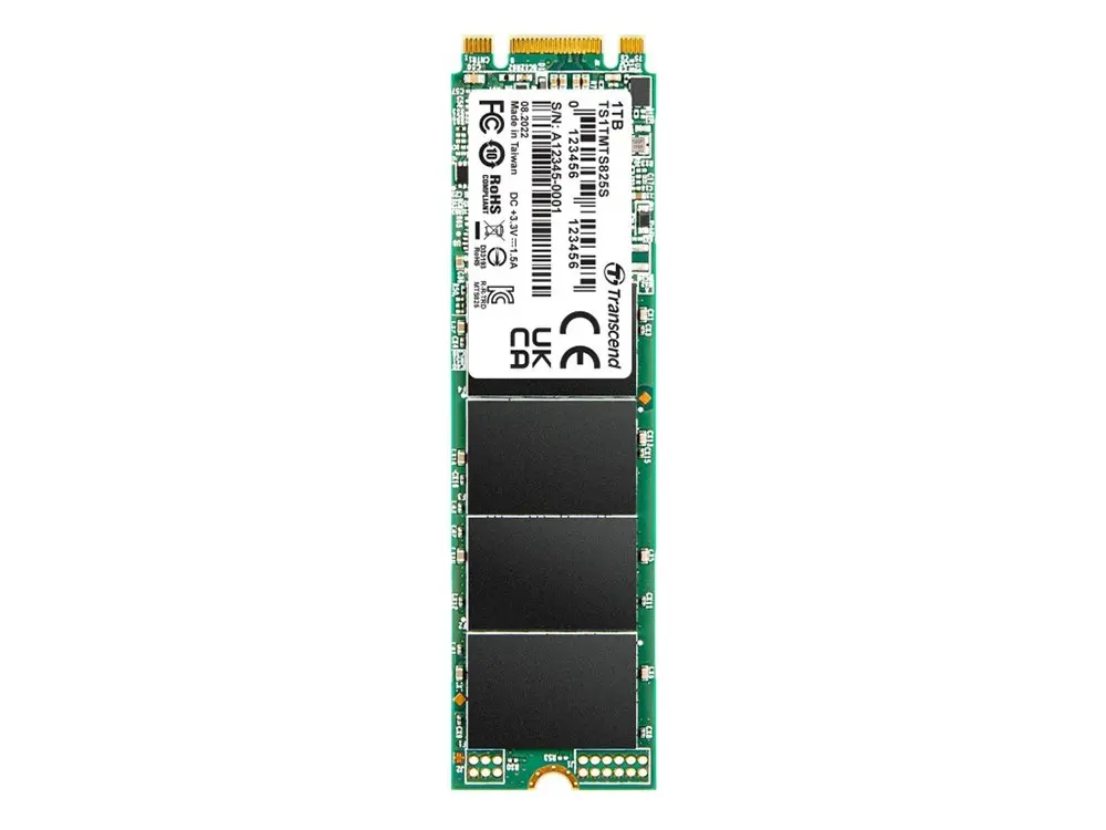.M.2 SATA SSD 1.0TB  Transcend  "TS1TMTS825S" [80mm, R/W:550/500MB/s, 55K/72K IOPS, 360 TBW, 3DTLC] - photo