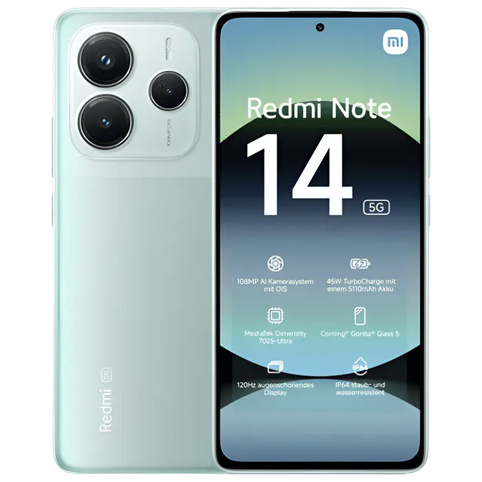 Смартфон Xiaomi Redmi Note 14 5G, 6Гб/128Гб, Кораллово-зеленый - photo