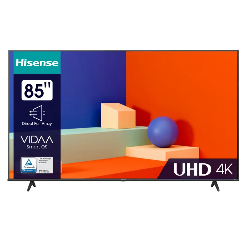 85" LED SMART Телевизор Hisense 85A6K, 3840x2160 4K UHD, VIDAA U6.0, Чёрный - photo