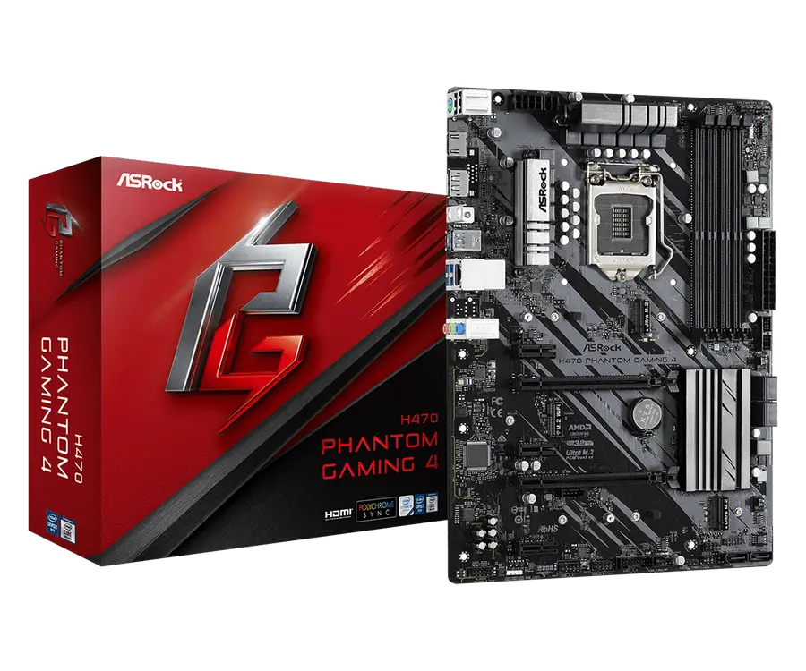 Материнская плата ASRock H470 PHANTOM GAMING 4, LGA1200, Intel H470, ATX - photo