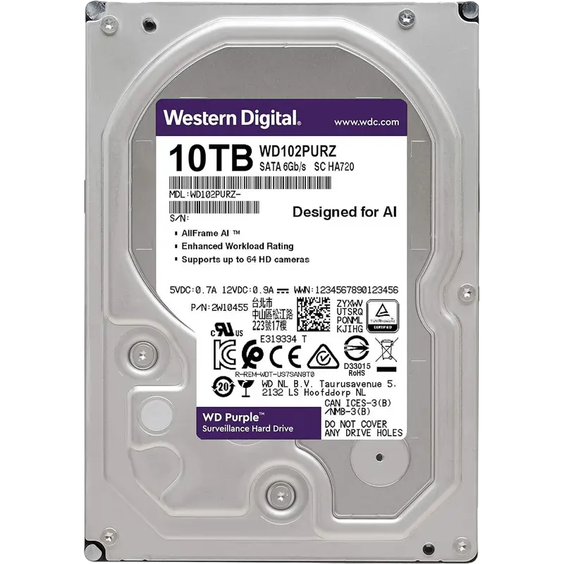 Жесткий диск Western Digital WD Purple, 3.5", 10 TB <WD102PURZ> - photo