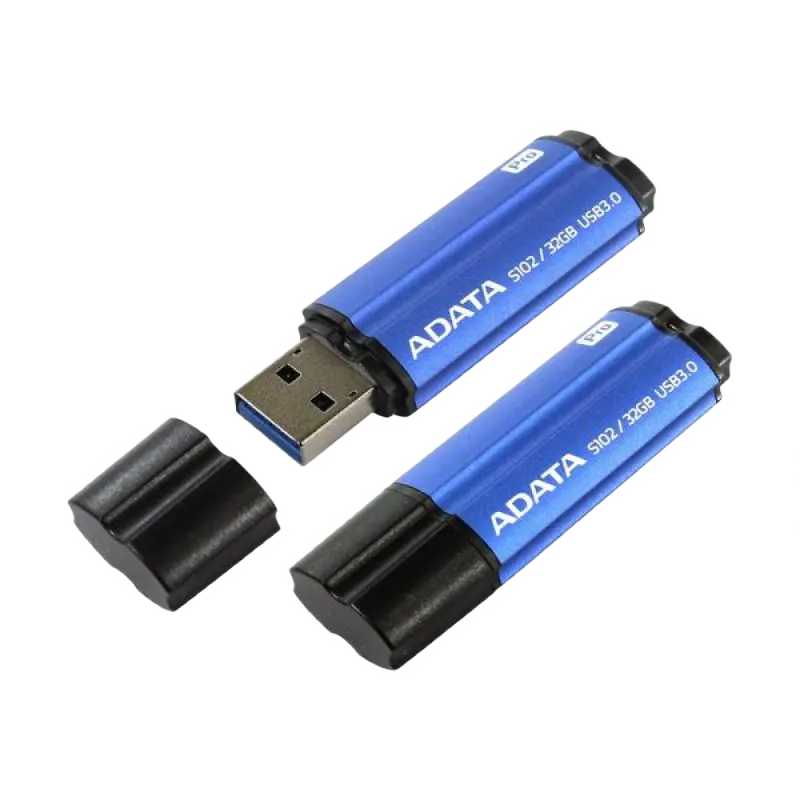 USB Flash накопитель ADATA S102 Pro, 32Гб, Черный/Синий - photo