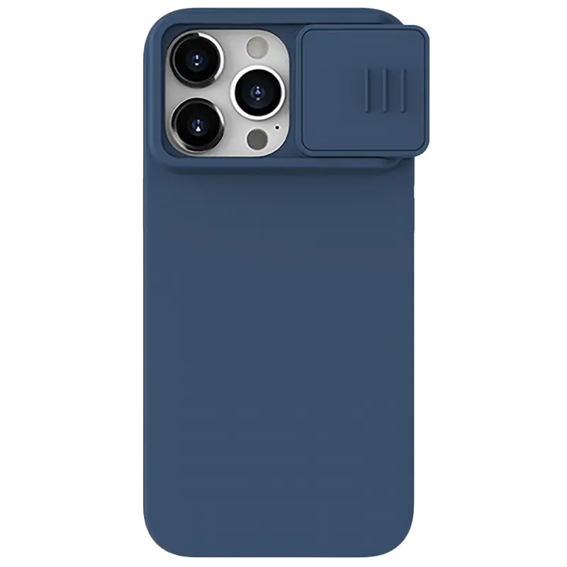 Чехол Nillkin iPhone 15 Pro, CamShield Silky Silicone, Темно-синий - photo