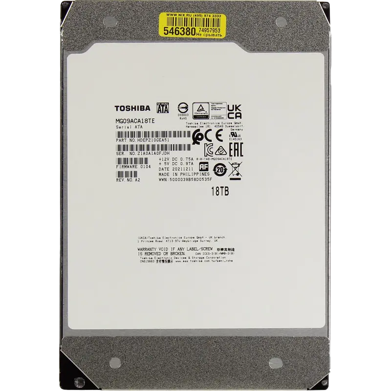 Жесткий диск Toshiba Enterprise Capacity MG09ACA, 3.5", 18 ТБ <MG09ACA18TE> - photo