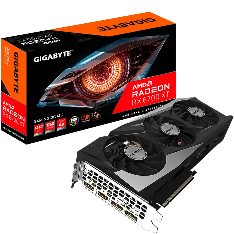 Видеокарта Gigabyte GV-R67XTGAMING OC-12GD, 12ГБ GDDR6 192бит - photo