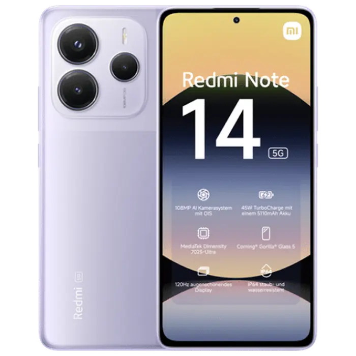 Смартфон Xiaomi Redmi Note 14 5G, 6Гб/128Гб, Lavender Purple - photo