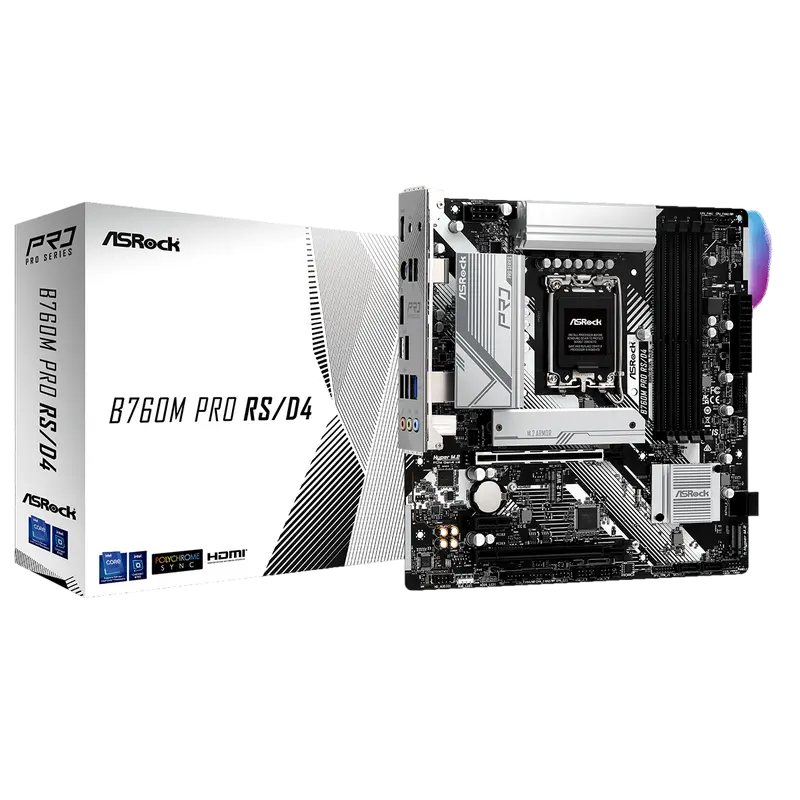 Placă de bază ASRock B760M Pro RS/D4, LGA1700, Intel B760, Micro-ATX - photo