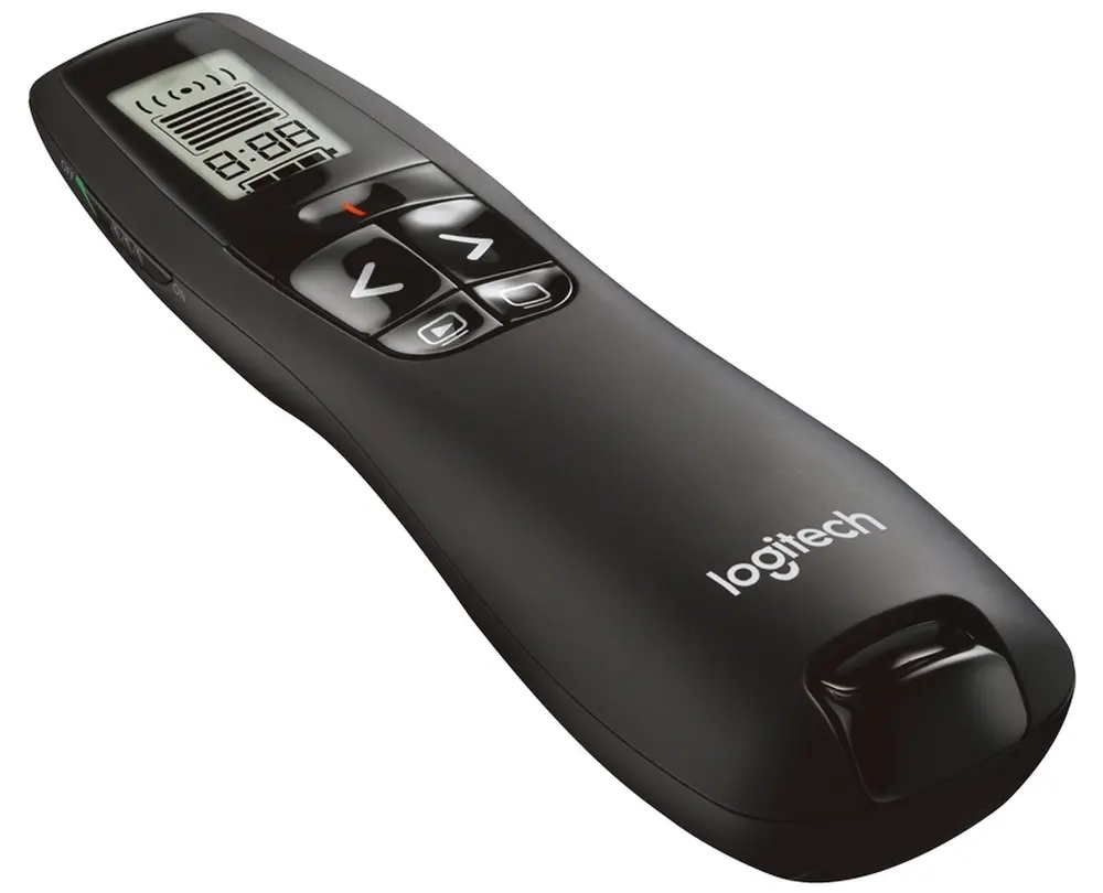 Presenter Logitech R700, Red laser, 6 buttons, LCD display with timer, Range: 30m, 2.4 Ghz, 2xAAA - photo
