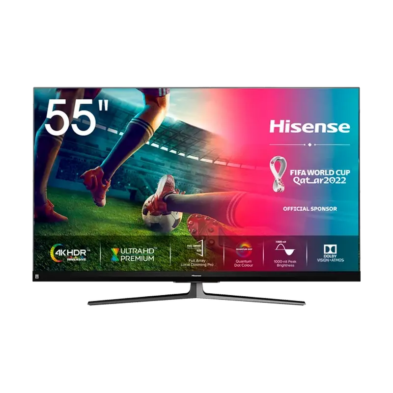 55" QLED SMART TV Hisense 55U8QF, 3840x2160 4K UHD, VIDAA U OS, Negru - photo