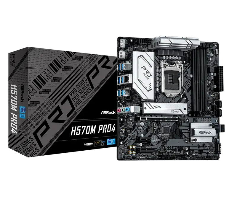 Материнская плата ASRock H570M PRO4, LGA1200, Intel H570, Micro-ATX - photo