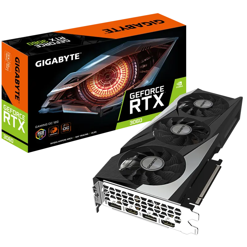 Видеокарта Gigabyte GV-N3060GAMING OC-12GD, 12ГБ GDDR6 192бит - photo