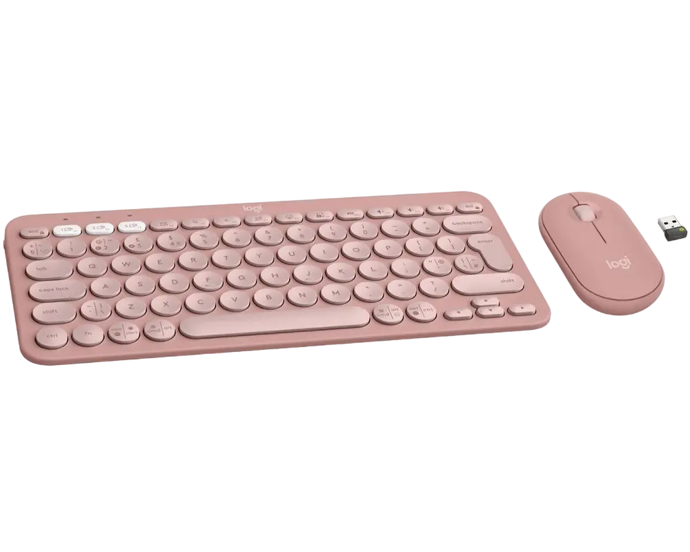 Set Tastatură + Mouse Logitech Pebble 2 Combo, Fără fir, Roz - photo