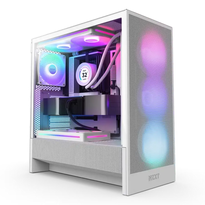 Carcasă PC NZXT H5 Flow RGB, Midi-Tower, Fără PSU, Alb - photo