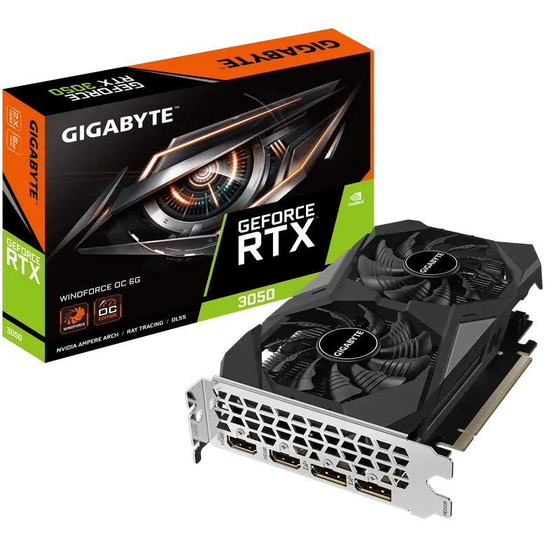 Видеокарта Gigabyte GV-N3050WF2OC-6GD, 6GB GDDR6 96бит - photo