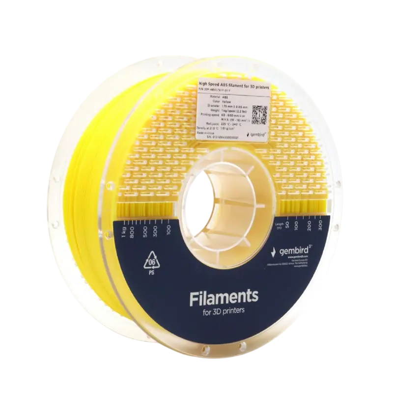 Filament pentru imprimantă 3D Gembird 3DP-ABS1.75HY-01-Y, ABS, Galben, 1.75 mm, 1kg - photo