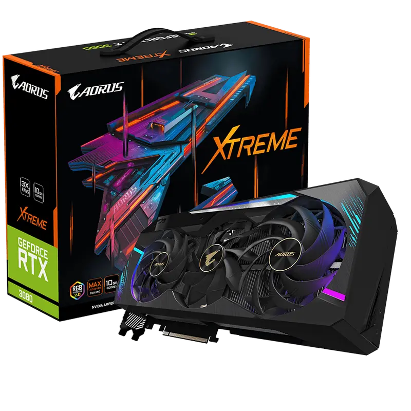 Placă Video Gigabyte GV-N3080AORUS X-10GD, 10GB GDDR6X 320bit - photo