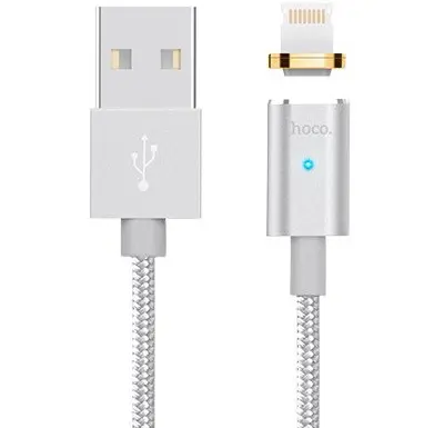 Cablu de încărcare Hoco U16 Magnetic Lightning Cable, USB Type-A/Lightning, 1,2m, Argintiu - photo