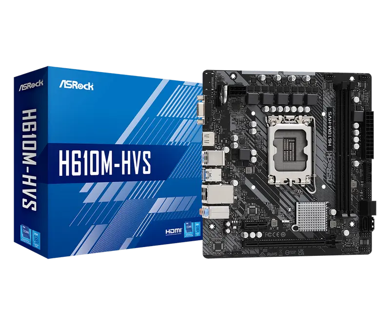 Материнская плата ASRock H610M-HVS, LGA1700, Intel H610, Micro-ATX - photo