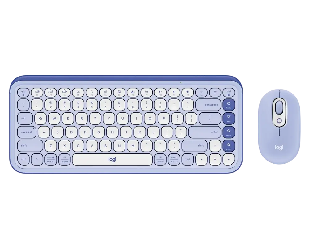 Set Tastatură + Mouse Logitech POP ICON Combo, Fără fir, Liliac | White - photo