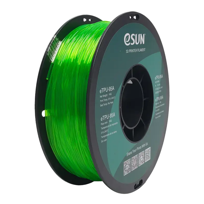 Filament pentru imprimanta 3D ESUN eTPU-95A, Verde Transparent, 1,75 mm, 1 kg - photo