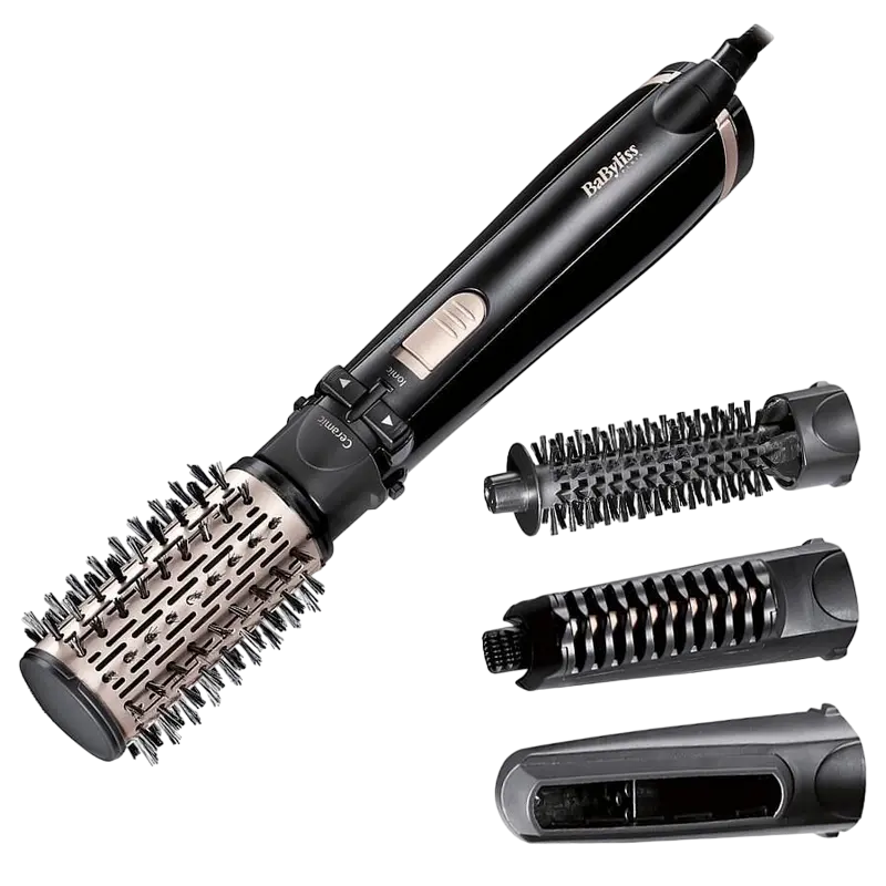 Uscător de păr-perie BaByliss Ionic Airbrush AS200E, 1000W, Negru - photo