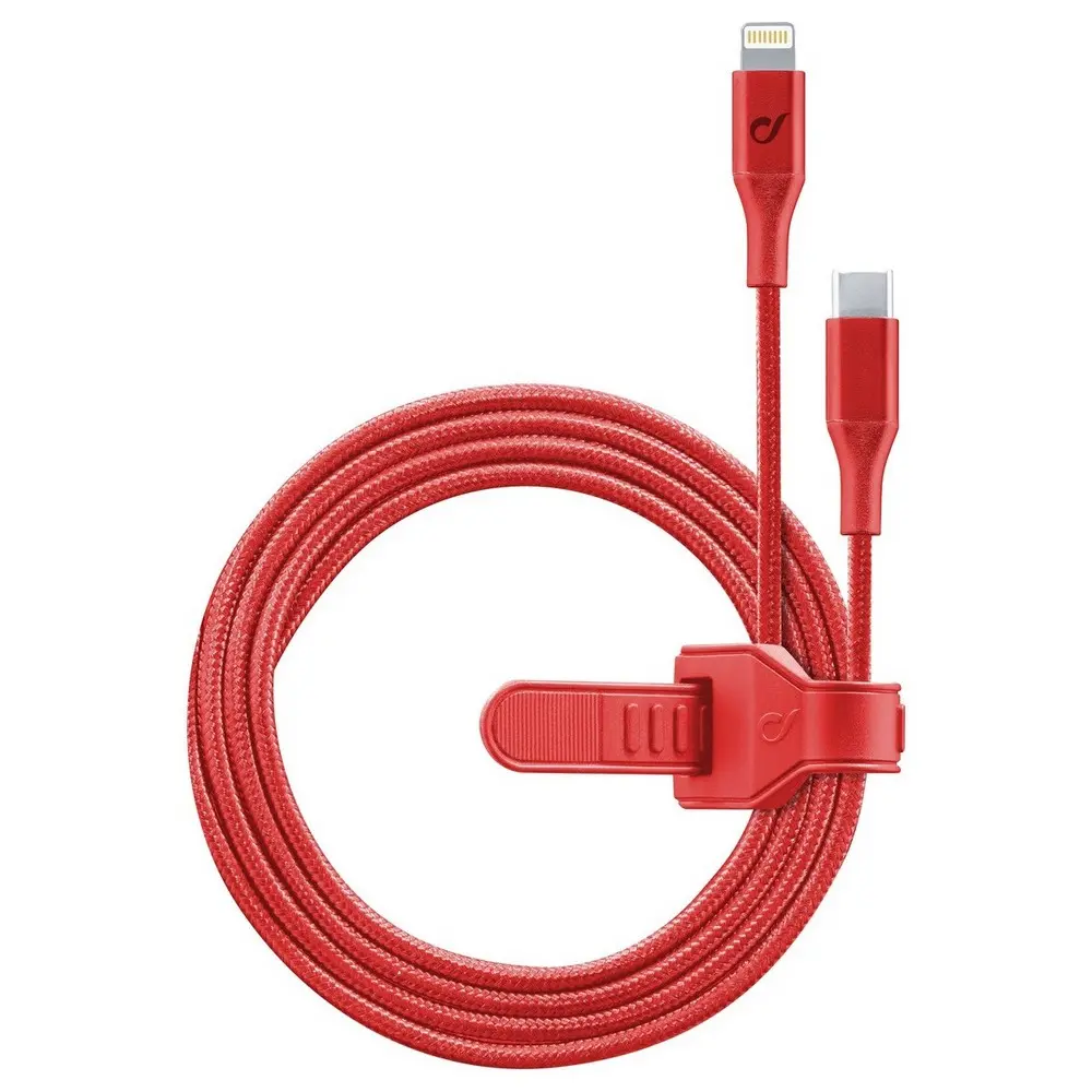 Cablu încărcare și sincronizare Cellularline Satellite MFI, USB Type-C/Lightning, 1m, Roșu - photo
