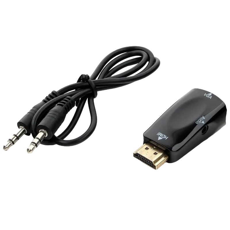 Видео/Audio конвертер Cablexpert A-HDMI-VGA-02, HDMI - VGA D-Sub + 3.5 mm Jack, Чёрный - photo