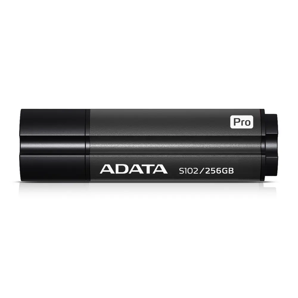 256GB  USB3.1 Flash Drive ADATA "S102 Pro", Titanium-Gray, Aluminum, Classic Cap (R/W:200/120MB/s) - photo