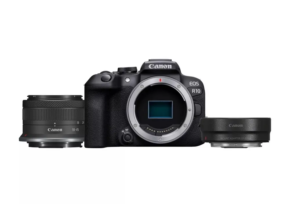 Aparat Foto Mirrorless Canon EOS R10 + RF-S 18-45 IS STM & Adapter, Negru - photo