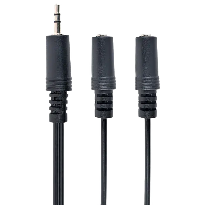 Cablu audio Cablexpert CCA-415, 3.5mm 3-pin (M) - 2x 3.5mm 3-pin (F), 5m, Negru - photo